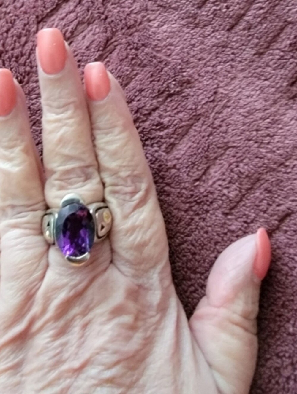 Gorgeous Amethyst set in 18kt gold and Sterling Silver very heavy piece